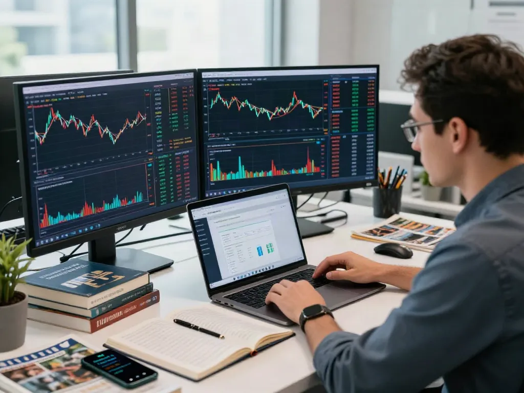 Analyse de données sur la plateforme Essor Invexaro dans un bureau moderne.