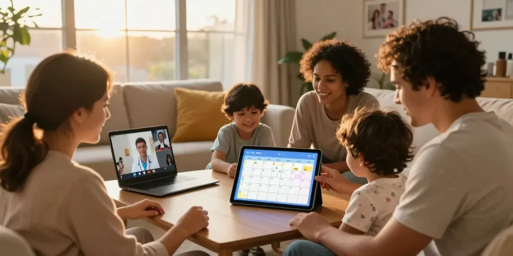 Coordonnez facilement les soins d'un proche avec un agenda partagé famille gratuit.