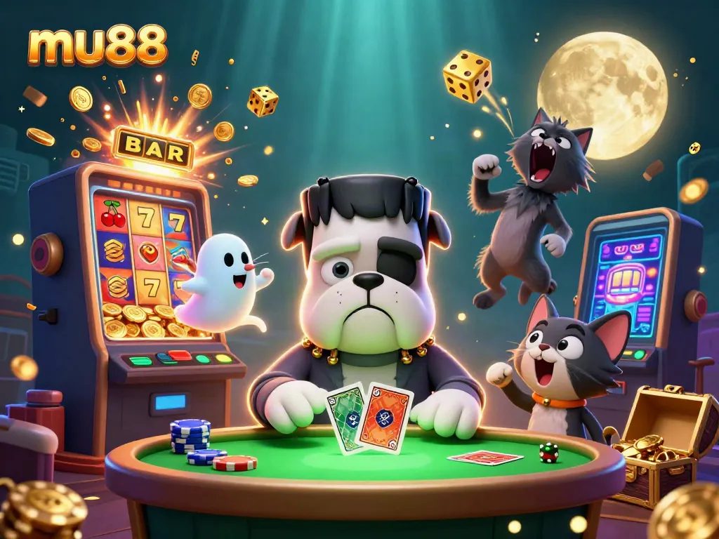 mu88 players experience thrilling gameplay with a lively 3D scene of cartoon characters and casino elements