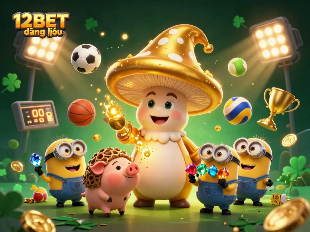 Experience thrilling gameplay with 12BET đăng nhập in this dynamic 3D casino illustration.