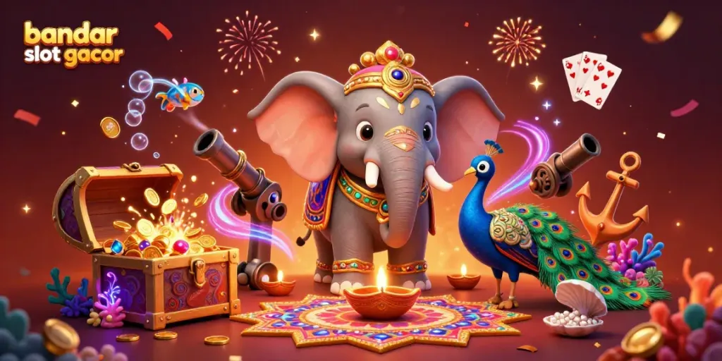 Permainan bandar slot gacor dengan karakter dan elemen kasino yang ceria dan menarik